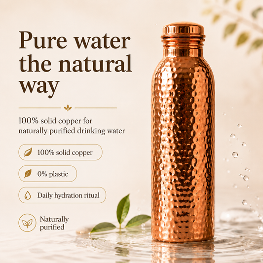 ❄️Summer Fresh 50% Off!💧Premium Water Bottle Made of 100% Solid Copper – Plastic-Free and Inspired by Ayurveda
