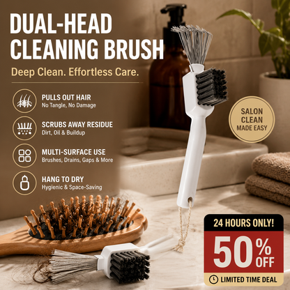 ✨🧹2-in-1 Hair Brush Cleaner Tool💇‍♀️, Multi-purpose Hair Remover Comb Cleaner with Stainless Steel Pick & Stiff Brush