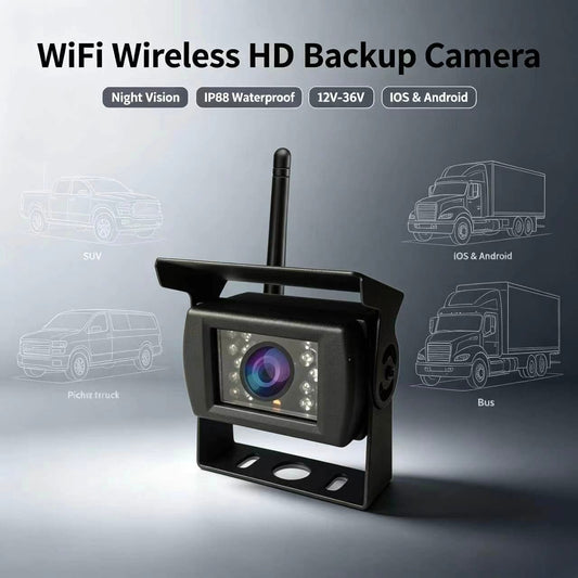 🚗50% OFF NOW!🚗✨Universal WiFi Wireless Backup Camera｜HD Night Vision for Truck, Pickup & Bus, iOS & Android Compatible