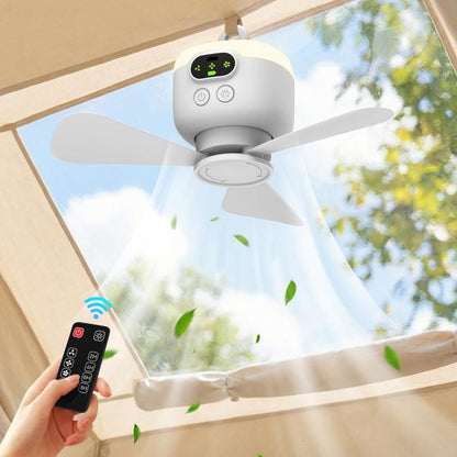 🌀 LIMITED-TIME 50% OFF! ✨ Rechargeable Ceiling Fan with LED Light – 8000mAh Battery, Remote Control, Quiet Motor 🏠