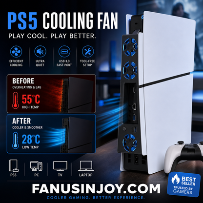 🔥Limited time 50% off！🌬️Must-have for summer gamers！❄️External Cooling Fan for PS5 Slim