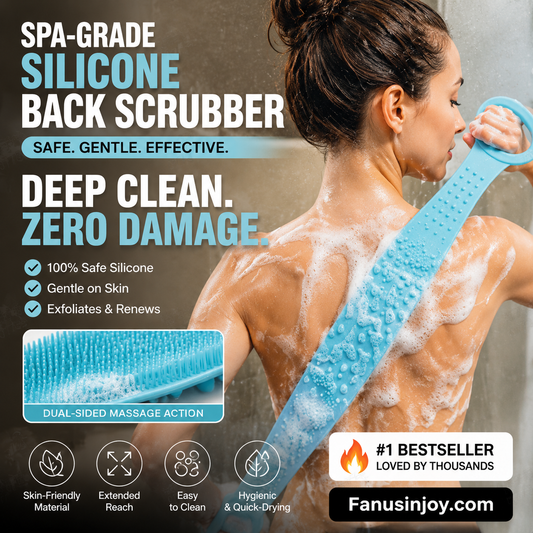 🛀 Boost bathing happiness! Skin becomes smooth and glowing! Dual-Sided Silicone Back Scrubber