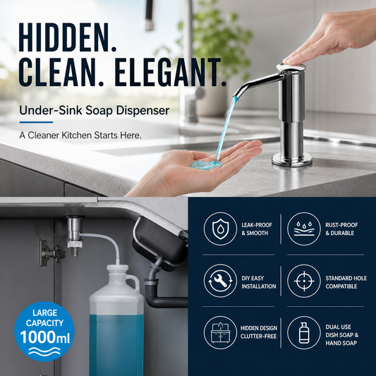 🎉 2026 Sale — Over 48,000 Sold! 🧼 Durable Built-in Kitchen Sink Soap Dispenser – Integrated Shelf & Easy Refill 🍽️
