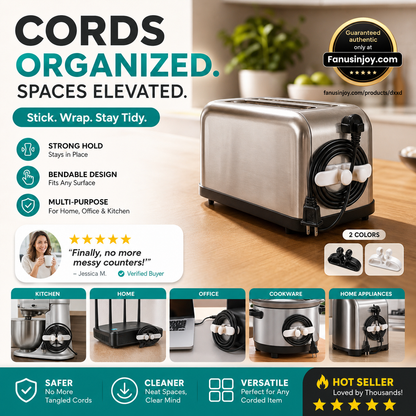 🎁Special Offer Buy 1 Get 1 Free! 🏠Say goodbye to messy wires! Keep your home tidy! 🔌 Self-Adhesive Silicone Appliance Cord Organizer ✨