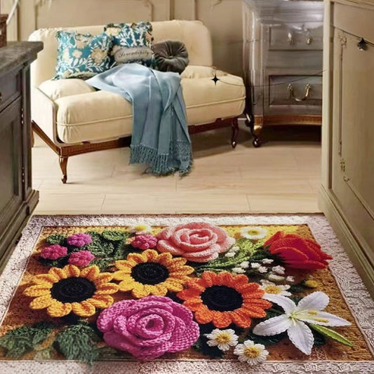 3D⏰🎁Bathroom Absorbent Non-Slip Knitted Floral Floor Mat
