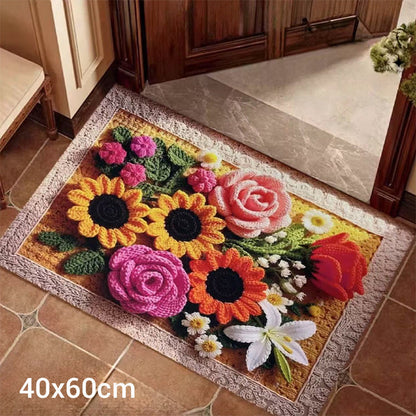 3D⏰🎁Bathroom Absorbent Non-Slip Knitted Floral Floor Mat