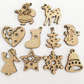 50/100PCS Unfinished Mini Wooden Christmas Ornaments
