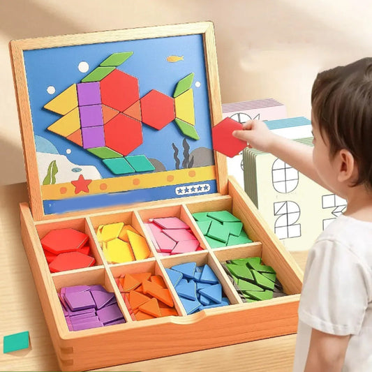 ⏰Christmas Gift Recommendations 50% OFF💥Wooden Magnetic Pattern Block Puzzle Set