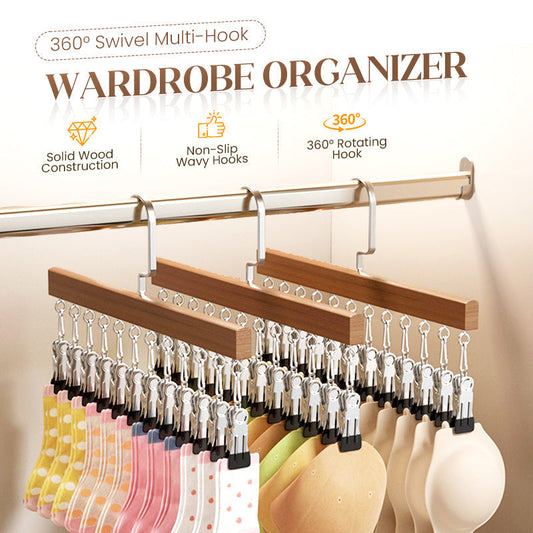 🔥50% OFF!👕360° Swivel Multi-Hook Wardrobe Organizer--10 clips