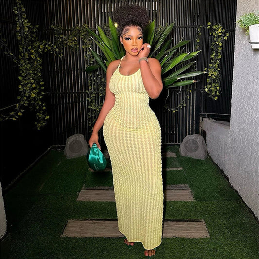 Women’s Sexy Backless Bodycon Maxi Dress