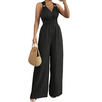 ⏰🎁Halter V-Neck Backless Wide-Leg Jumpsuit