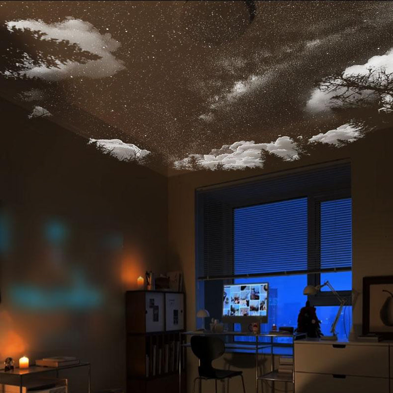 Cloud and galaxy projection in study or bedroom