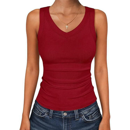 ⛱️Last Day 💞Women's V-Neck Ribbed Knit Tank Top