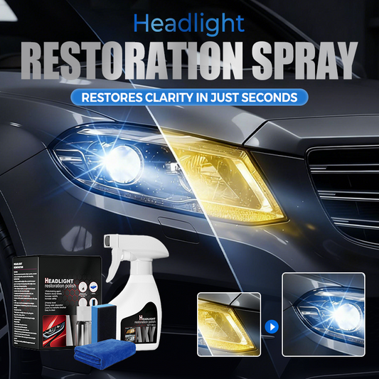 🚗 LIMITED-TIME 50% OFF! ✨ Headlight Restoration Spray – 180ml, No Sanding, Long-Lasting UV Protection 💡