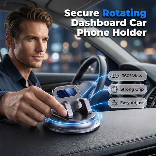 🚗💥LAST DAY SPECIAL PRICE!-￡7.99!!📱Rotating Dashboard Car Phone Holder–Hands-Free Phone Mount 🛡️2