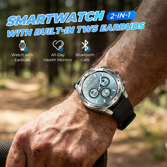 ⏰⌚2-in-1 Smartwatch with Built-in TWS Earbuds