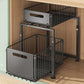💪🥫Double-Tier Pull-Out Shelf Cabinet Organiser – 5 Height Adjustments, 2 Pull-Out Tiers, Carbon Steel & Large Capacity – No Assembly Required ✨