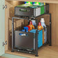 💪🥫Double-Tier Pull-Out Shelf Cabinet Organiser – 5 Height Adjustments, 2 Pull-Out Tiers, Carbon Steel & Large Capacity – No Assembly Required ✨