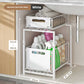 💪🥫Double-Tier Pull-Out Shelf Cabinet Organiser – 5 Height Adjustments, 2 Pull-Out Tiers, Carbon Steel & Large Capacity – No Assembly Required ✨