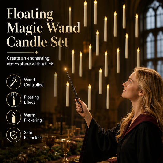 💥2026 Hot Sale🎁Magical Wand Remote Floating LED Taper Candles Set