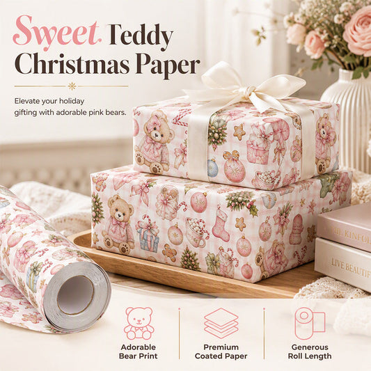 🥳2026 HOT SALE🥳💞50K+ SOLD! 💡Cute Teddy Bear Christmas Gift Wrapping Paper