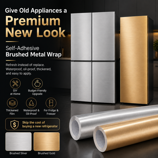 🔥 HOT SALE 50% OFF 🏠Self-Adhesive Brushed Metal Refrigerator Sticker