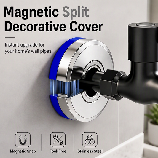 🔧50% OFF NOW! Cover Pipe Gaps Instantly! No-Tool Magnetic Split Ring‑Stainless Steel Decorative Pipe Cover, Magnetic Snap On Wall Pipe Escutcheon