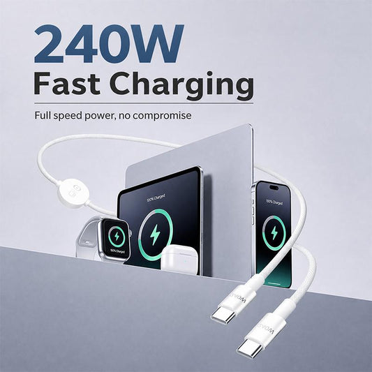 📱 Last Day Special Price ! ⌚ Multi-Device Fast Charging Cable – Snap-On Watch Charger & USB-C Power