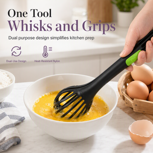 ✨Hot Sale 50% OFF🔥2-in-1 Egg Whisk and Food Tongs Kitchen Tool