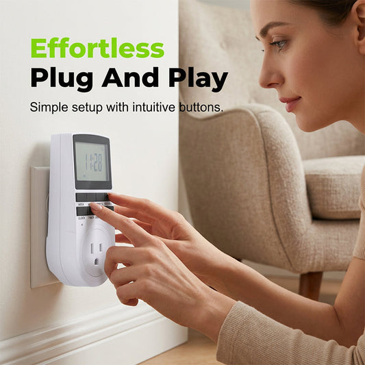 ⏱️ 50% OFF NOW! Home Appliance Automation Timer Outlet – Digital Plug-in Programmable Timer Socket, Easy Setup Plug & Play, Schedule Lights & Household Devices for Energy Saving